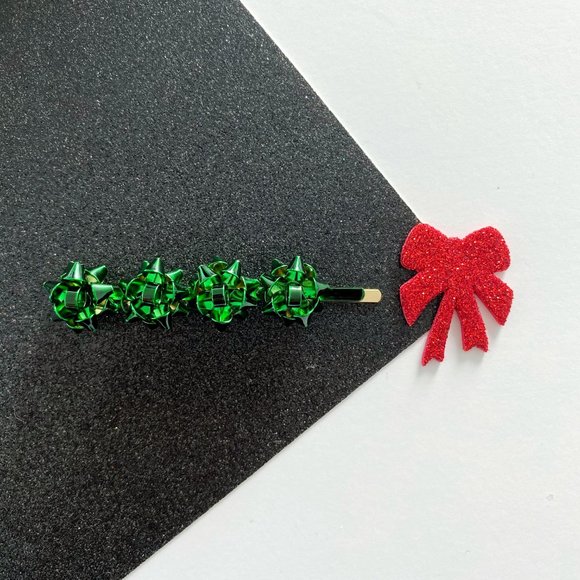 Christmas Gift Bow Hair Pins - Set of 4 - Picture 3 of 6